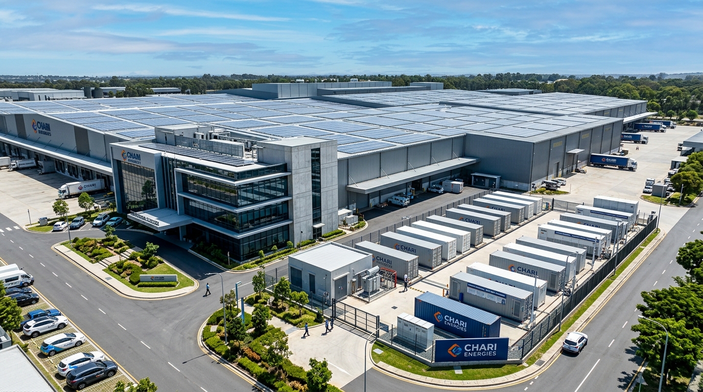 Installation solaire toiture et stockage d'énergie conteneurisé Up Power 4 pour entreprises